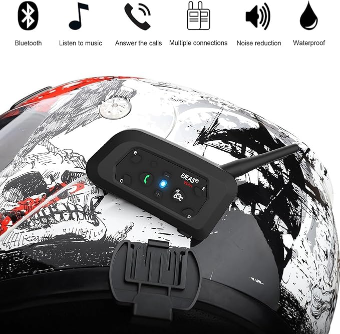 Intercomunicador Ejeas V6 Pro instalado en el casco